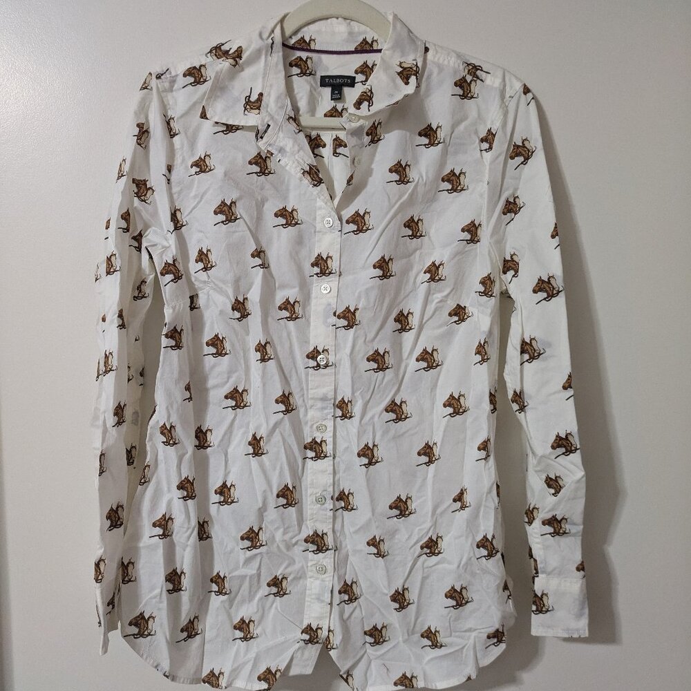Talbots horse print button-down shirt (Size Medium) - New without Tags!